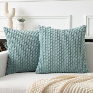 Soft Textured Corduroy Dusty Green BOHO Throw Pillow Cover -Set of 2